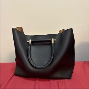 “TOPSHOP” BLACK TOTE BAG with GOLD HARDWARE.